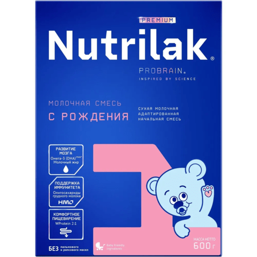 Молочная смесь Nutrilak Premium 1 с рождения для поддержания иммунной системы 600 г