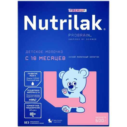 Молочная смесь Nutrilak Premium 4 с 18 месяцев c олигосахаридами для поддержания иммунной системы 600 г
